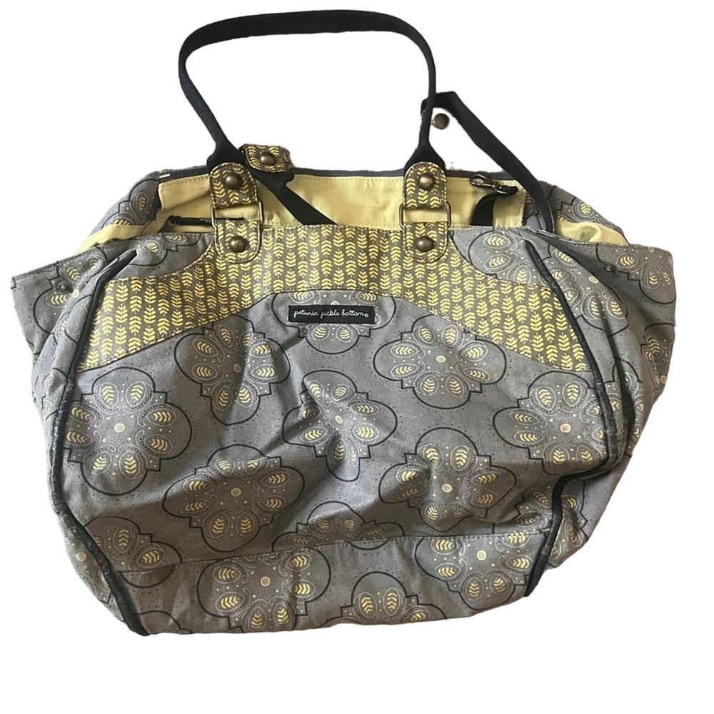 Petunia pickle bottom large diaper bag grey yellow